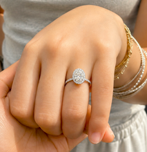 Load image into Gallery viewer, Elongated Oval Shape 11x8mm And Round Cut Moissanite Engagement Ring Halo Wedding Ring 14K Solid White Gold Propose Ring 4.50ctw