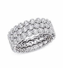 Load image into Gallery viewer, Round Cut Simulated Diamonds Three piece Eternity Band Engagement Band Filigree 14K White Gold Wedding Band Bridal Anniversary Band 0.60ctw