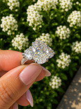 Load image into Gallery viewer, Oval Cut Center And Half Moon And Round Cut Simulated Diamonds Engagement Ring 14K Solid White Gold Bridal Wedding Ring 6.25ctw