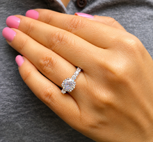 Load image into Gallery viewer, Eternity Style Round Cut Simulated Diamonds Engagement Ring Prong Set Wedding Ring 14K Solid White Gold Bridal Ring Propose Ring 4.00ctw