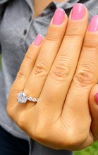 Load image into Gallery viewer, Eternity Style Round Cut Simulated Diamonds Engagement Ring Prong Set Wedding Ring 14K Solid White Gold Bridal Ring Propose Ring 4.00ctw