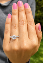 Load image into Gallery viewer, Eternity Style Round Cut Simulated Diamonds Engagement Ring Prong Set Wedding Ring 14K Solid White Gold Bridal Ring Propose Ring 4.00ctw
