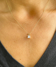 Load image into Gallery viewer, Solitaire Necklace And Chain Necklace Delicate 14k Solid Yellow Gold 1.00ct Princess Cut CVD Diamond Prong Set Mininmalist Dainty Pendant