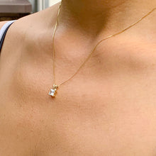 Load image into Gallery viewer, Solitaire Necklace And Chain Necklace Delicate 14k Solid Yellow Gold 1.00ct Princess Cut CVD Diamond Prong Set Mininmalist Dainty Pendant