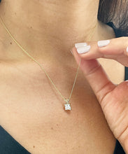 Load image into Gallery viewer, Solitaire Necklace And Chain Necklace Delicate 14k Solid Yellow Gold 1.00ct Princess Cut CVD Diamond Prong Set Mininmalist Dainty Pendant