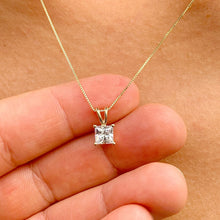 Load image into Gallery viewer, Solitaire Necklace And Chain Necklace Delicate 14k Solid Yellow Gold 1.00ct Princess Cut CVD Diamond Prong Set Mininmalist Dainty Pendant