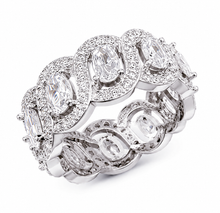 Load image into Gallery viewer, Oval And Round Cut Eternity Band 9.0mm Solid Sterling Silver .925 Anniversary Wedding Band Engagement Ring 3.50ctw Simulated Diamonds Band