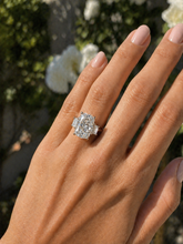 Load image into Gallery viewer, Cushion Cut Center And Trapezid Shape Sides Diamond Engagement Ring IGI Certified 14k Solid Yellow Gold Three Stone Style Ring 6.00ctw G-VS2