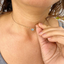 Load image into Gallery viewer, Dainty Minimalist 14k Solid Yellow Gold Emerald Cut Natural Blue Topaz , Bezel Set, Solitaire Necklace And Chain, Pendant, Wedding 2.00ct (Copy)