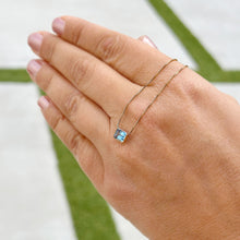 Load image into Gallery viewer, Dainty Minimalist 14k Solid Yellow Gold Emerald Cut Natural Blue Topaz , Bezel Set, Solitaire Necklace And Chain, Pendant, Wedding 2.00ct (Copy)