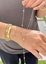 Load image into Gallery viewer, Minimalist 14k solid rose gold round cut Moissanites by the yard Y style bezel set necklace Pendant Bridal Gift For Her Wedding Gift 0.75ct