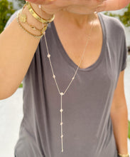 Load image into Gallery viewer, Minimalist 14k solid rose gold round cut Moissanites by the yard Y style bezel set necklace Pendant Bridal Gift For Her Wedding Gift 0.75ct