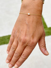 Load image into Gallery viewer, 14k Solid Yellow Gold Moissanite Bracelet Chain Bracelet Gold Moissanite Bracelet Prong Set Solitaire Gift for her Bridal Gift 0.25ctw