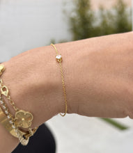 Load image into Gallery viewer, 14k Solid Yellow Gold Moissanite Bracelet Chain Bracelet Gold Moissanite Bracelet Prong Set Solitaire Gift for her Bridal Gift 0.25ctw