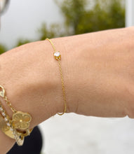 Load image into Gallery viewer, 14k Solid Yellow Gold Moissanite Bracelet Chain Bracelet Gold Moissanite Bracelet Prong Set Solitaire Gift for her Bridal Gift 0.25ctw