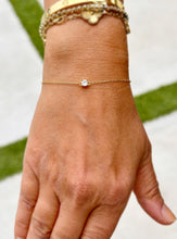 Load image into Gallery viewer, 14k Solid Yellow Gold Moissanite Bracelet Chain Bracelet Gold Moissanite Bracelet Prong Set Solitaire Gift for her Bridal Gift 0.25ctw