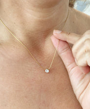 Load image into Gallery viewer, Round Cut Simulated Diamond Solitaire Necklace And Chain Dainty Minimalist 14k Solid Yellow Gold Pendant Bridal Wedding Gift 0.50ct