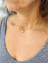 Load image into Gallery viewer, Round Cut Simulated Diamond Solitaire Necklace And Chain Dainty Minimalist 14k Solid Yellow Gold Pendant Bridal Wedding Gift 0.50ct