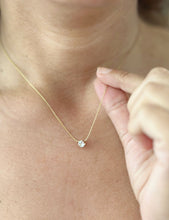 Load image into Gallery viewer, Round Cut Moissanite Solitaire Necklace And Chain Dainty Minimalist 14k Solid Yellow Gold Pendant Bridal Wedding Gift 0.50ct