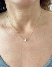 Load image into Gallery viewer, Round Cut Simulated Diamond Solitaire Necklace And Chain Dainty Minimalist 14k Solid Yellow Gold Pendant Bridal Wedding Gift 0.50ct