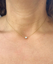 Load image into Gallery viewer, Round Cut Simulated Diamond Solitaire Necklace And Chain Dainty Minimalist 14k Solid Yellow Gold Pendant Bridal Wedding Gift 0.50ct