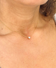 Load image into Gallery viewer, Round Cut Simulated Diamond Solitaire Necklace And Chain Dainty Minimalist 14k Solid Yellow Gold Pendant Bridal Wedding Gift 0.50ct