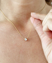 Load image into Gallery viewer, Round Cut Simulated Diamond Solitaire Necklace And Chain Dainty Minimalist 14k Solid Yellow Gold Pendant Bridal Wedding Gift 0.50ct