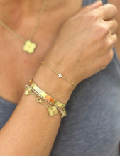 Load image into Gallery viewer, Round Cut Simulated Diamond Bracelet Chain Bracelet Gold 14k Solid Yellow Gold Four Diamond Style Bracelet Gift for her Bridal Gift 0.20ctw