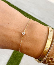 Load image into Gallery viewer, Round Cut Simulated Diamond Bracelet Chain Bracelet Gold 14k Solid Yellow Gold Four Diamond Style Bracelet Gift for her Bridal Gift 0.20ctw