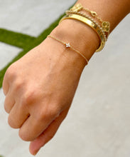 Load image into Gallery viewer, Round Cut Simulated Diamond Bracelet Chain Bracelet Gold 14k Solid Yellow Gold Four Diamond Style Bracelet Gift for her Bridal Gift 0.20ctw