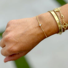 Load image into Gallery viewer, Round Cut Moissanite Bracelet Chain 14k Solid Yellow Gold Bracelet Four Stone Style Moissanite Bracelet Gift for her Bridal Gift 0.20ctw