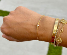 Load image into Gallery viewer, Round Cut Simulated Diamond Bracelet Chain Bracelet Gold 14k Solid Yellow Gold Four Diamond Style Bracelet Gift for her Bridal Gift 0.20ctw