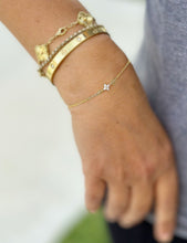 Load image into Gallery viewer, Round Cut Simulated Diamond Bracelet Chain Bracelet Gold 14k Solid Yellow Gold Four Diamond Style Bracelet Gift for her Bridal Gift 0.20ctw