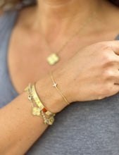 Load image into Gallery viewer, Round Cut Moissanite Bracelet Chain 14k Solid Yellow Gold Bracelet Four Stone Style Moissanite Bracelet Gift for her Bridal Gift 0.20ctw