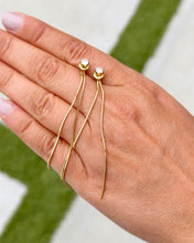 Load image into Gallery viewer, Dangling Round Cut Moissanites Earrings In 14K Solid Yellow Gold Bridal Gift Prong Set Wedding Gift Anniversary Gift 0.70ctw 3.50 Inches