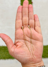 Load image into Gallery viewer, Dangling Round Cut Moissanites Earrings In 14K Solid Yellow Gold Bridal Gift Prong Set Wedding Gift Anniversary Gift 0.70ctw 3.50 Inches