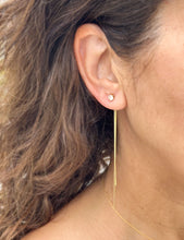 Load image into Gallery viewer, Dangling Round Cut Moissanites Earrings In 14K Solid Yellow Gold Bridal Gift Prong Set Wedding Gift Anniversary Gift 0.70ctw 3.50 Inches