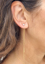 Load image into Gallery viewer, Dangling Round Cut Moissanites Earrings In 14K Solid Yellow Gold Bridal Gift Prong Set Wedding Gift Anniversary Gift 0.70ctw 3.50 Inches