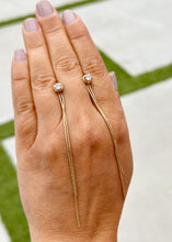 Load image into Gallery viewer, Dangling Round Cut Moissanites Earrings In 14K Solid Yellow Gold Bridal Gift Prong Set Wedding Gift Anniversary Gift 0.70ctw 3.50 Inches