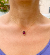 Load image into Gallery viewer, Pear Shape Ruby Solitaire Necklace And Chain In Dainty Minimalist 14k Solid Yellow Gold Pendant and Chain Gift For Her 3.00ct