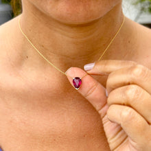 Load image into Gallery viewer, Pear Shape Ruby Solitaire Necklace And Chain In Dainty Minimalist 14k Solid Yellow Gold Pendant and Chain Gift For Her 3.00ct