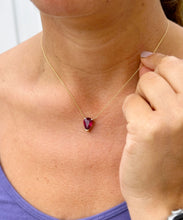 Load image into Gallery viewer, Pear Shape Ruby Solitaire Necklace And Chain In Dainty Minimalist 14k Solid Yellow Gold Pendant and Chain Gift For Her 3.00ct