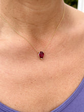 Load image into Gallery viewer, Pear Shape Ruby Solitaire Necklace And Chain In Dainty Minimalist 14k Solid Yellow Gold Pendant and Chain Gift For Her 3.00ct