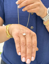 Load image into Gallery viewer, Dainty Minimalist 14k Solid Yellow Gold Emerald Cut Moissanite, Bezel Set, Solitaire Necklace And Chain, Pendant, Bridal, Wedding 2.00ct