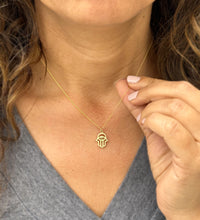 Load image into Gallery viewer, Hamsa Style Pendent And Chain in 14K Solid Yellow Gold Necklace Minimalist Style Wedding Bridal And Anniversary Gift For Her