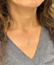 Load image into Gallery viewer, Hamsa Style Pendent And Chain in 14K Solid Yellow Gold Necklace Minimalist Style Wedding Bridal And Anniversary Gift For Her