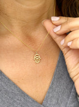 Load image into Gallery viewer, Hamsa Style Pendent And Chain in 14K Solid Yellow Gold Necklace Minimalist Style Wedding Bridal And Anniversary Gift For Her