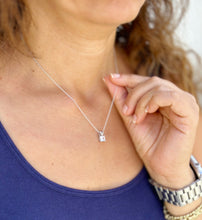 Load image into Gallery viewer, Princess Cut Moissanite Solitaire Pendant Prong Set Style In 14K Solid White Gold Wedding Bridal Gift 1.00ctw Chain Included