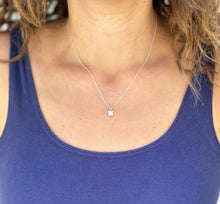 Load image into Gallery viewer, Princess Cut Moissanite Solitaire Pendant Prong Set Style In 14K Solid White Gold Wedding Bridal Gift 1.00ctw Chain Included