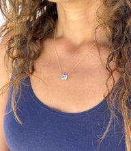 Load image into Gallery viewer, Emerald Cut Natural Aquamarine Bezel Set, Solitaire Necklace And Chain, Pendant, Wedding Dainty Minimalist 14k Solid Yellow Gold 2.75ct